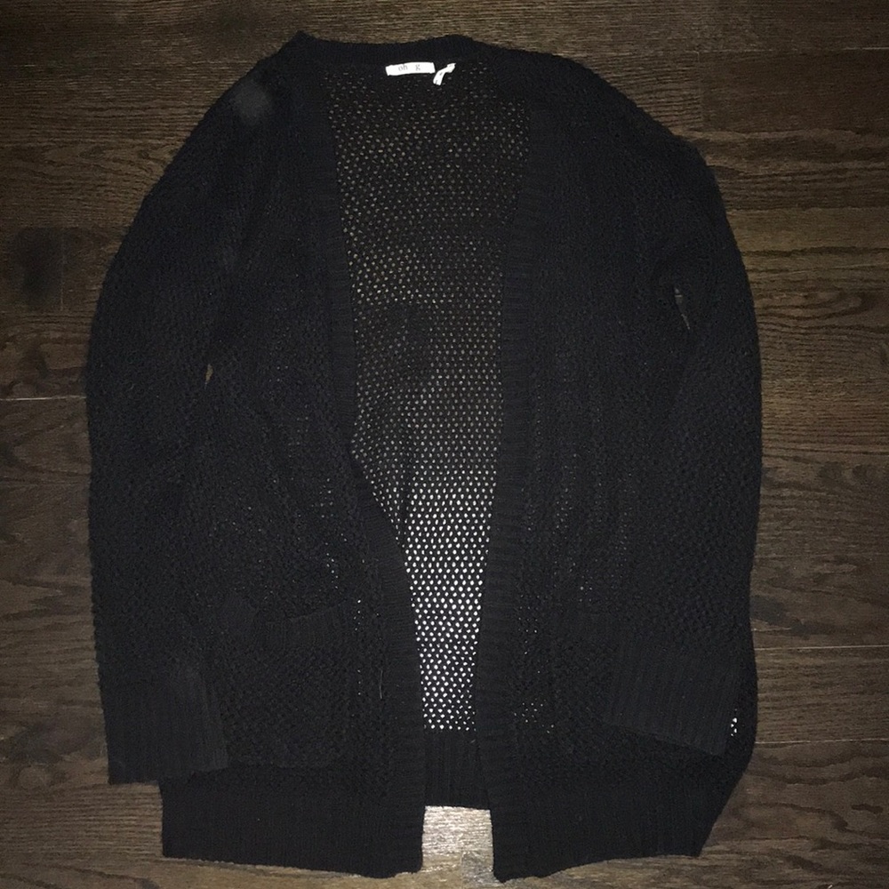 Black knit long cardigan